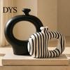 Artistic Hollow Rope Vase Minimalist Resin Flower Vase, Circle Art Modern Floral Dried Arrangement Holder for Home Living Room Bedroom Table Ornament