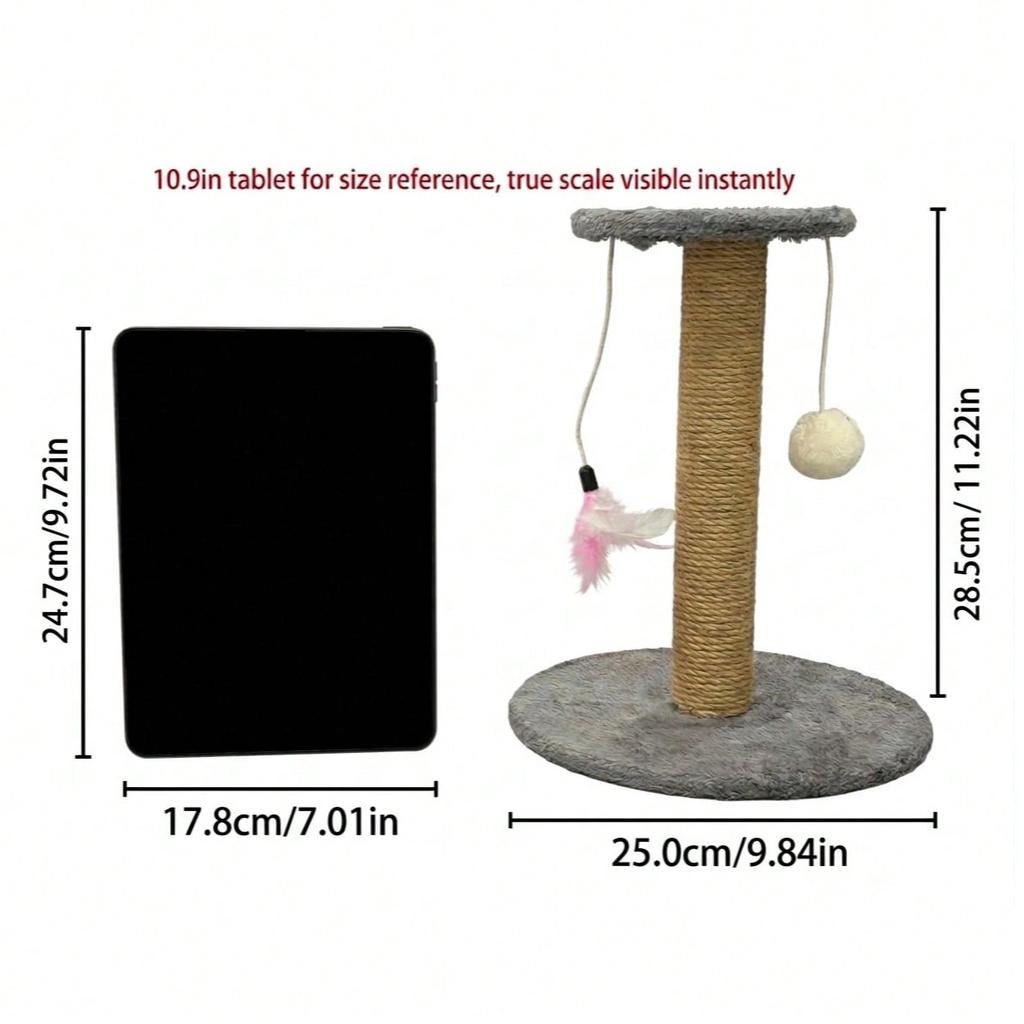 Mini Sisal Cat Scratching Post Kitten Climbing Tower, Vertical Wear-Resistant No-Debris Claw Care Tower, Suitable For Small Apartments, Built-In