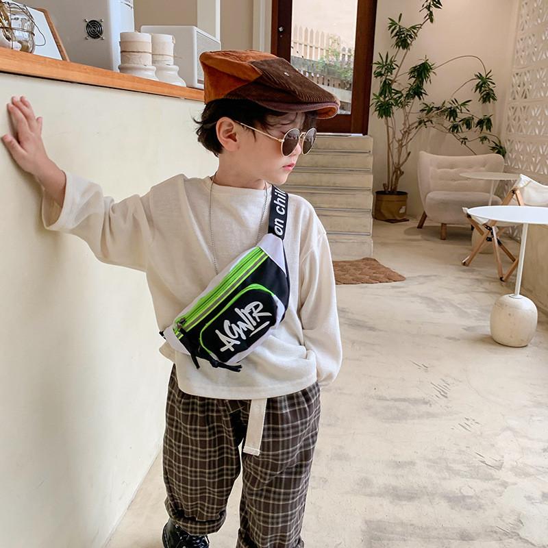 Colorful Patchwork Polyester Children's Waist Bag Stylish Baby Money Purse For Kids