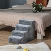 Four-Step Dog Stairs, with Washable Plush Cover, for High Bed Sofa, Dog Stairs for Small Dog and Cat - Light Grey