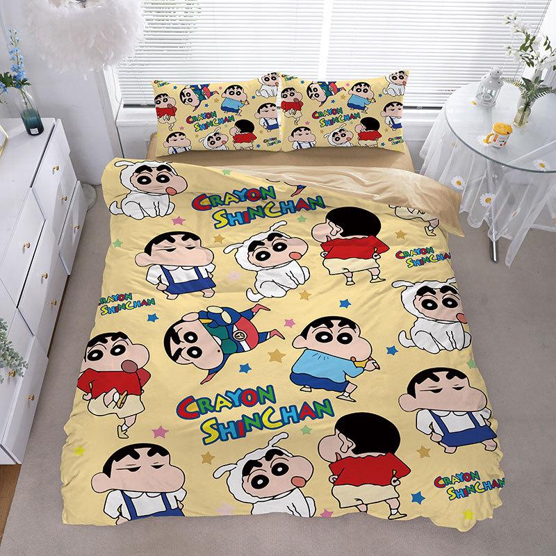 

Cartoon Shin-chan Duvet Cover Luxury Crayon Shin-chan Bedding Set Pillowcase 2/3/pcs Adult Children Gift Single Double 100x135cm-2pcs