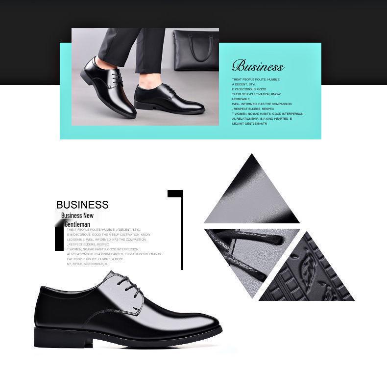 Men's Black Leather Formal and Casual Shoes - Korean Style for Office, Business, and Weddings