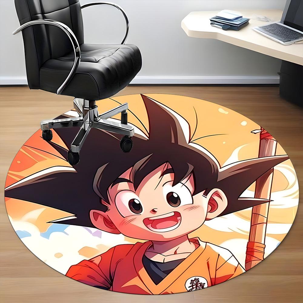 1pc Goku, Saiyan Office Round Area Rug, Indoor Mat Suitable For Office,Bedroom Living Room Home Decor, Room Deco A0928197