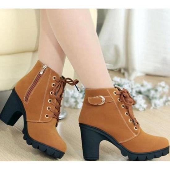 New Spring Winter Women Pumps Boots High Quality Lace-up European Ladies Shoes PU High Heels Boots Fast Delivery