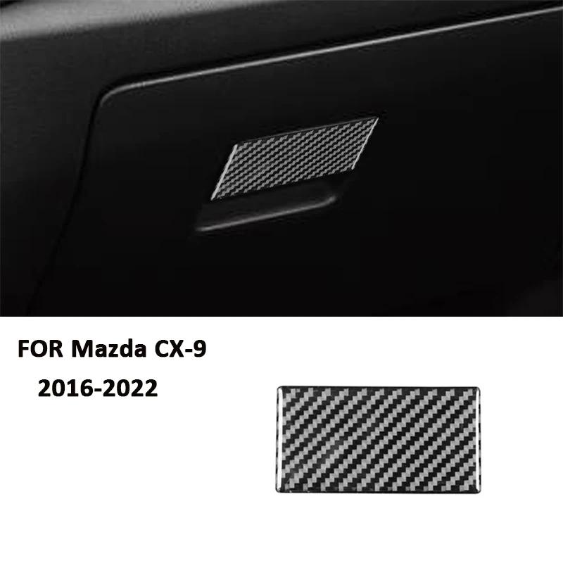 For Mazda CX-9 2016- Carbon Fiber Car Co-Pilot Storage Box Pull Handle Switch Trim Cover Interior Decoration Sticker