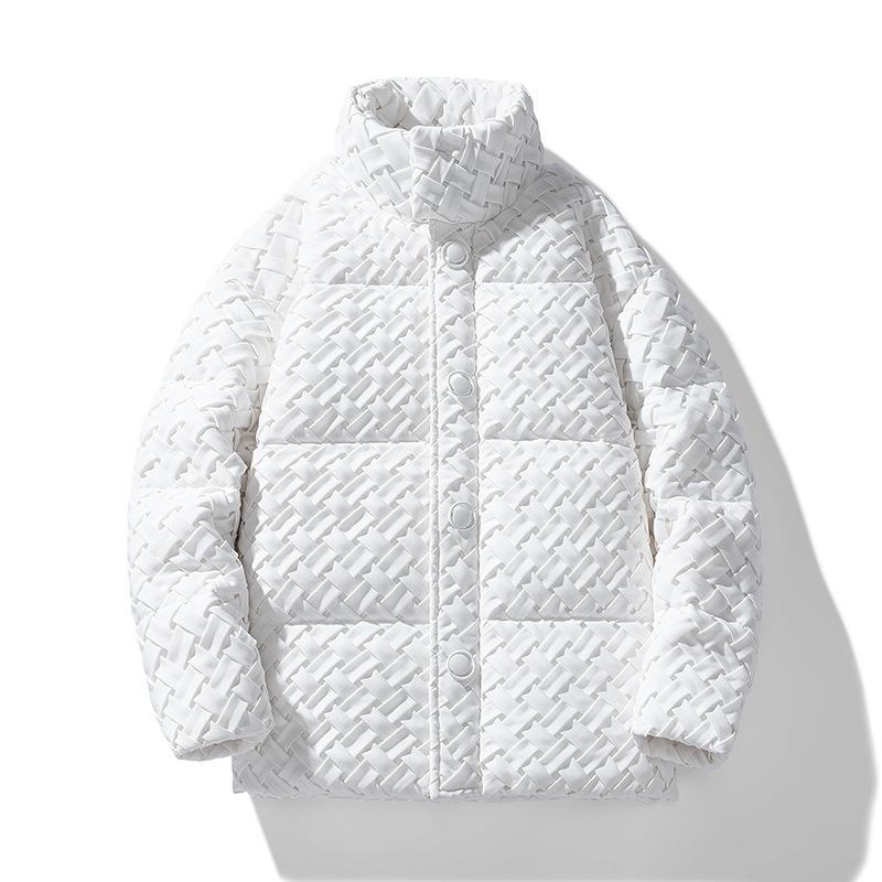Men's Guochao Woven Down Jacket: High-End Winter Streetwear with 90% White Duck Down, Cool Design for Couples.