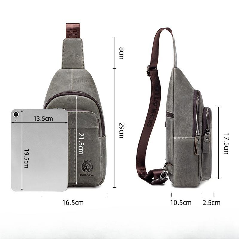 Genuine Leather Crossbody Bag Men's Front Shoulder Bag Made of Cowhide