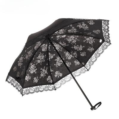 Manual Lace Lady Dark Flower Small Ocean Umbrella Sunscreen Sunshade Black White Princess Umbrella