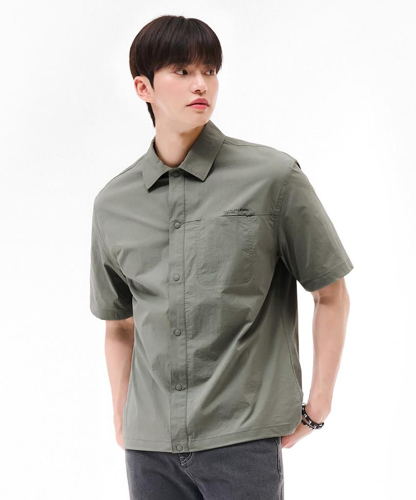 CHASECULT Men'S Stretch Short Sleeve Shirt - Khaki