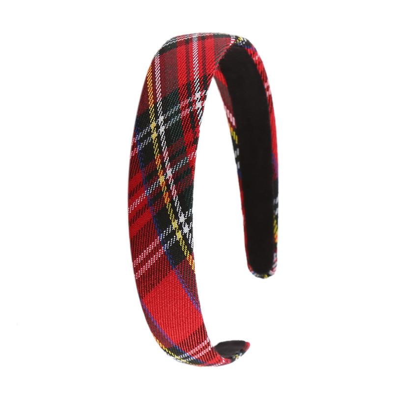 

1 шт. Винтажная клетчатая тканевая повязка на голову с многоцветной повязкой на голову в британском стиле, женский повседневный универсальный модный головной убор красный