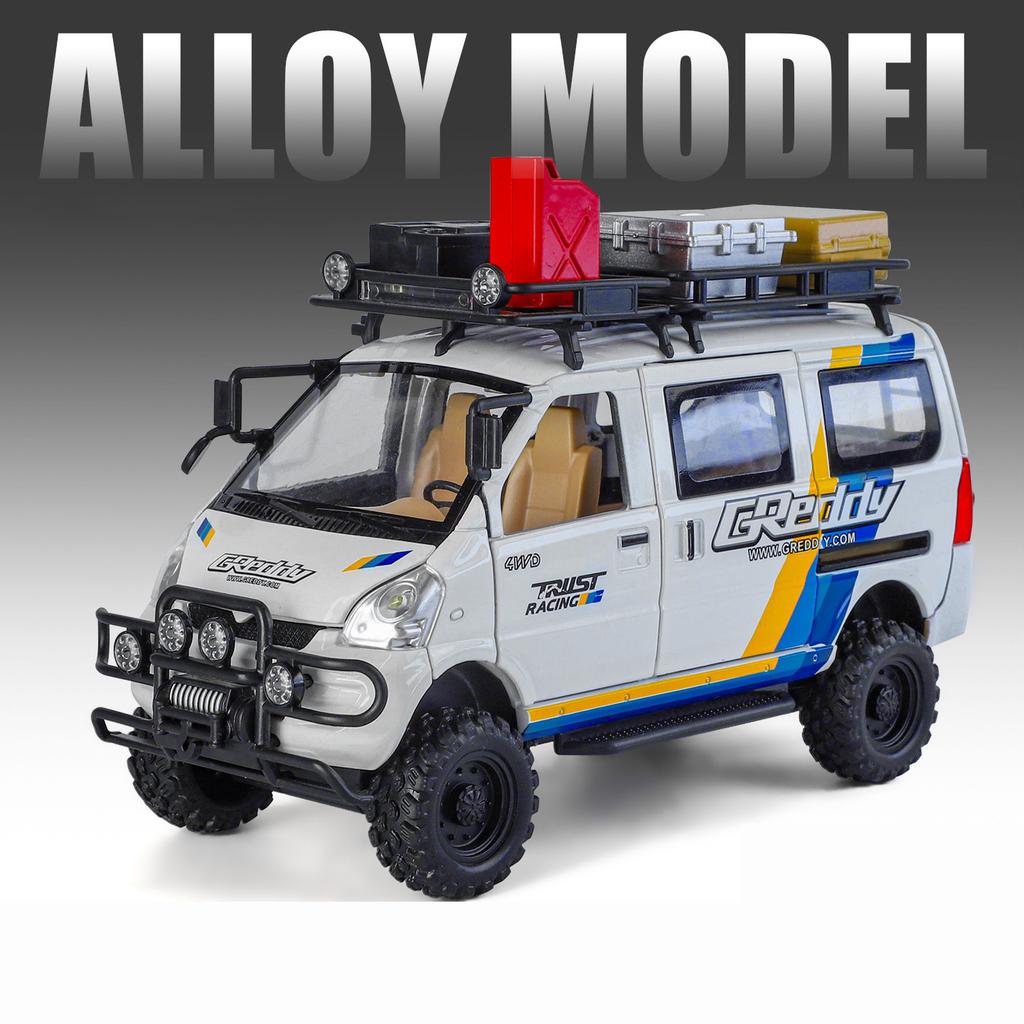 Wuling Offroad-Version LKW-Modell im Maßstab 1:24 aus Metallguss, modifiziertes Geländefahrzeug mit Sound und Licht, Geschenk für Kinder