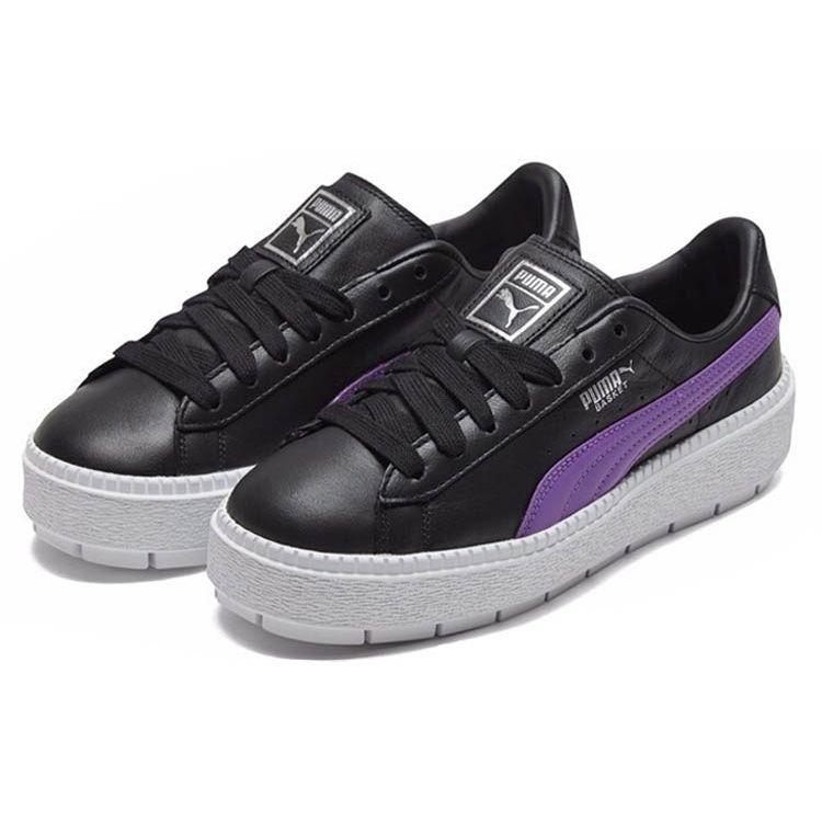 Puma Platform Trace Thick Sole Sports Low Top Sneakers Women Sneakers Black Purple 366109-05