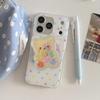 Colorful Polka Dot Bear Stand Case for iPhone 15/14/16 17ProMax
