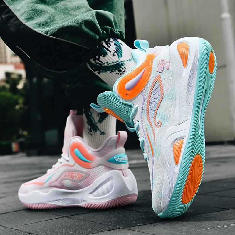 Breathable Two-pair Cushioned Rebound Actual Combat Basketball Shoes Men's Middle Help Light Students Wear Sports Shoes