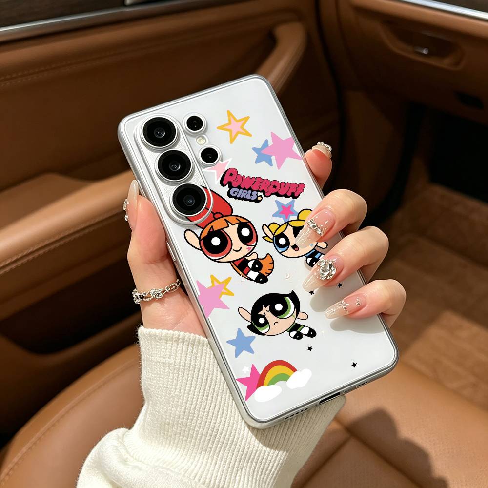 Cute The P-Powerpuff-es Cartoon Girls Clear Phone Case for Samsung S25, S24, S21, S22, S23, S30, Ultra, S20, Plus, FE, Lite