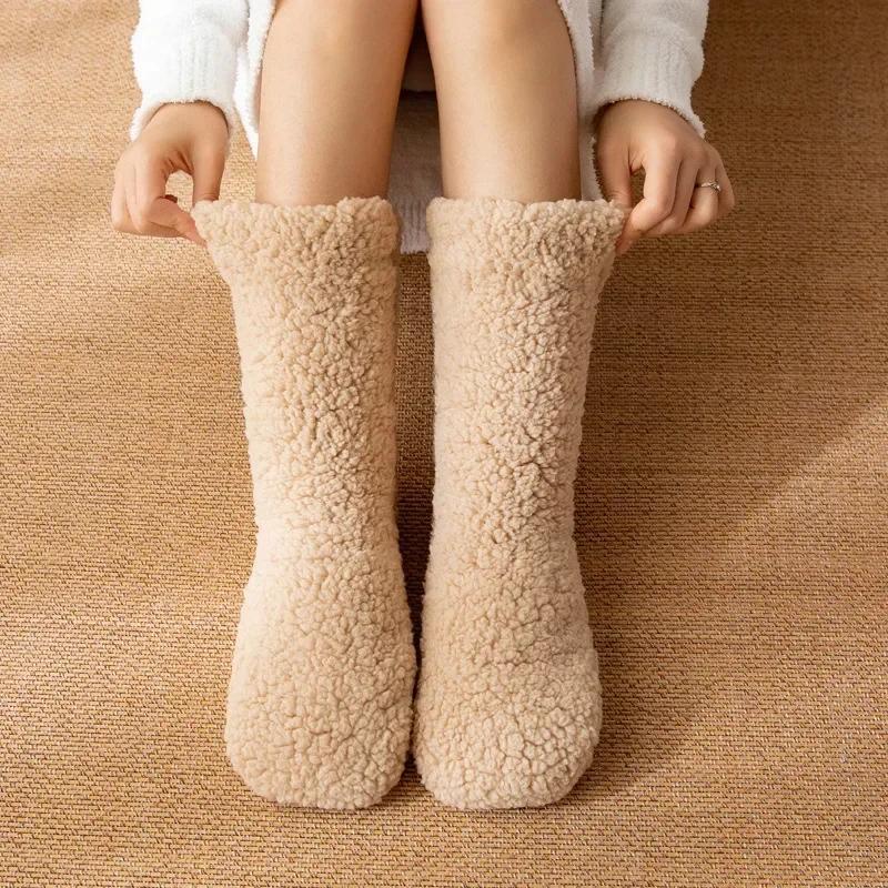 Soft Knitted House Socks Adults Warm Winter Floor Socks Non Slip Sleep Socks Cozy Home Slipper Socks Indoor Booties