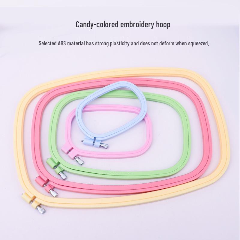 Candy-Colored Adjustable Plastic Embroidery Hoop for DIY Cross-Stitch & Punch Needle
