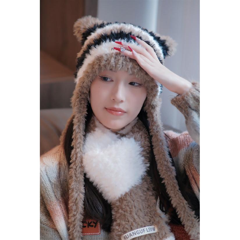 

Связанный вручную дизайн Sense, модная шапка Dopamine, пушистая полоска, милые и симпатичные кошачьи ушки (Паровой хлеб в форме кошачьих ушек) Шляпа one size