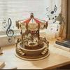 3D Wooden Puzzle Classic DIY Carousel Music Box Building Kit Educational Science Toy Crafts for Princess Girls Teens Adults Kids