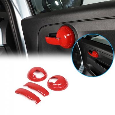 ABS Red Inner Door Handle Frame Cover Trim For Fiat 500 2010-