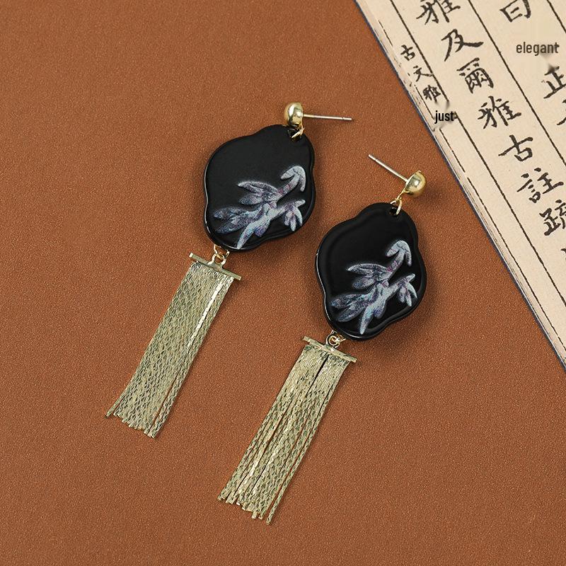 Boucles d'oreilles gland perle en forme d'éventail:  Pendentif Boucle de Paix Style Chinois Rétro pour Costumes Hanfu