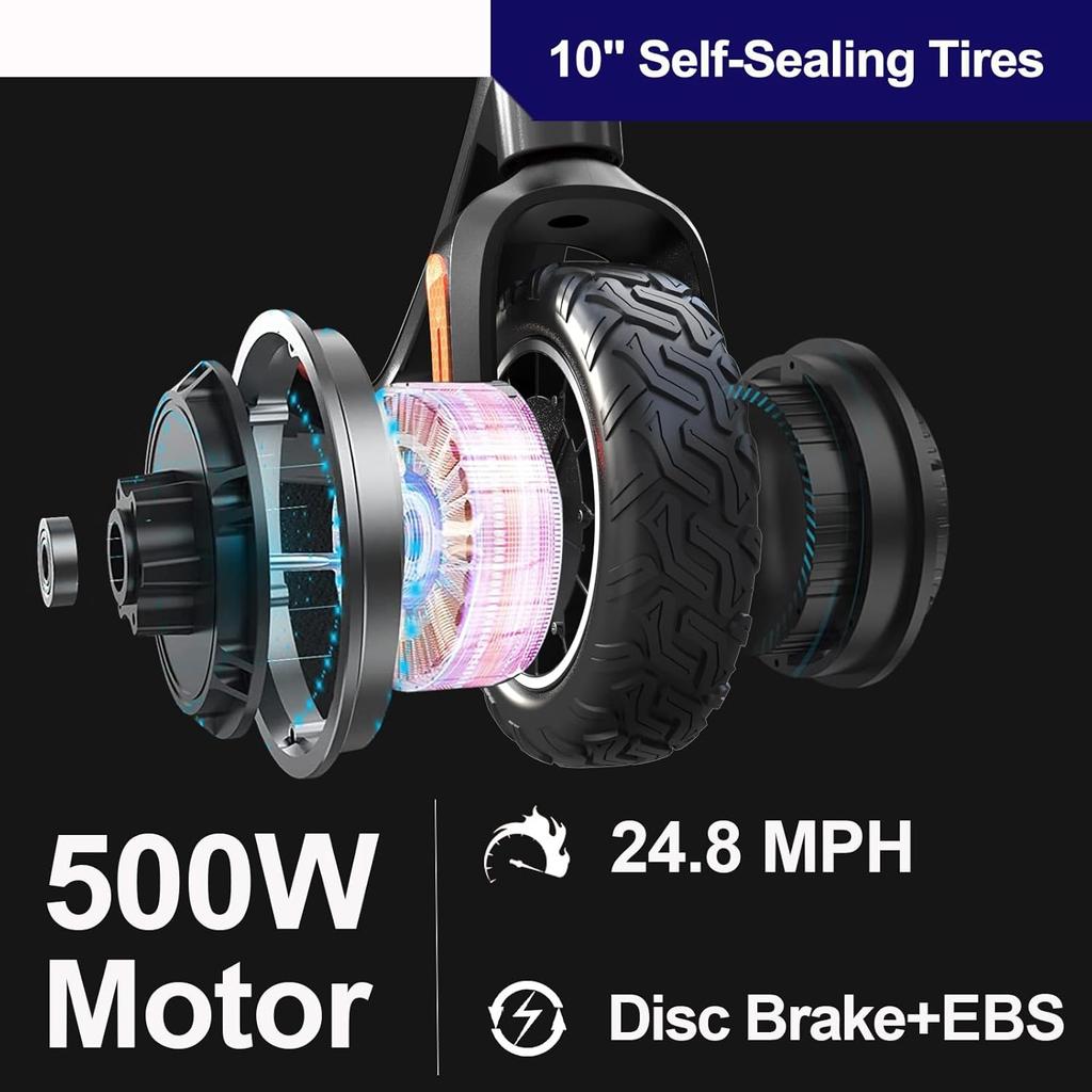 NANROBOT Electric Scooters for Adults 500W 10Inch 48V 10.4AH Battery