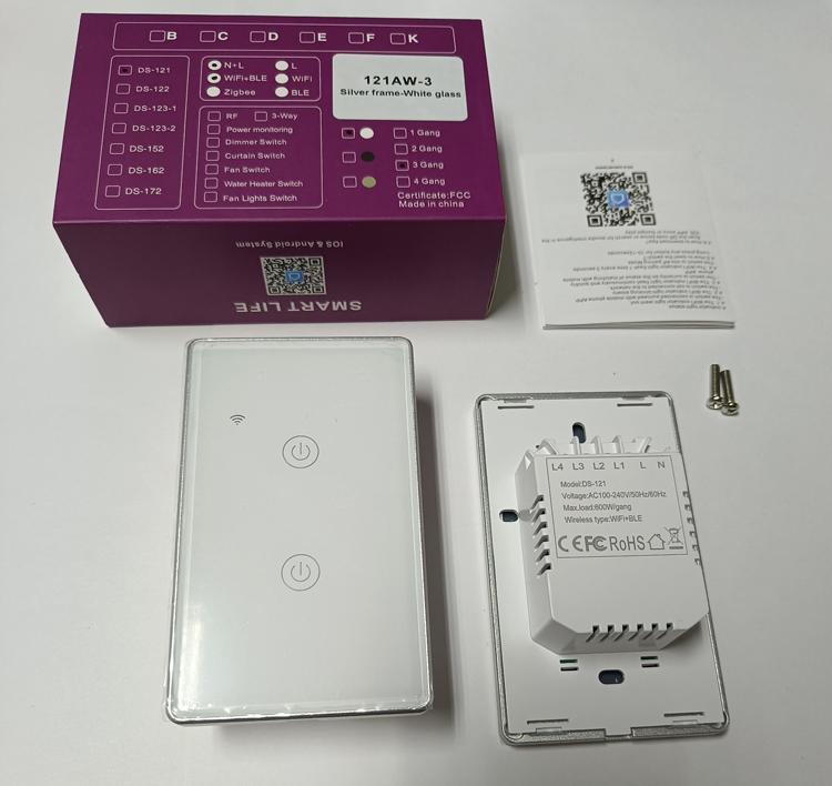 Touch Screen Smart Light Switch WiFi Home Automation Glass Panel Remote Control EU US Standard 1-4 Gang