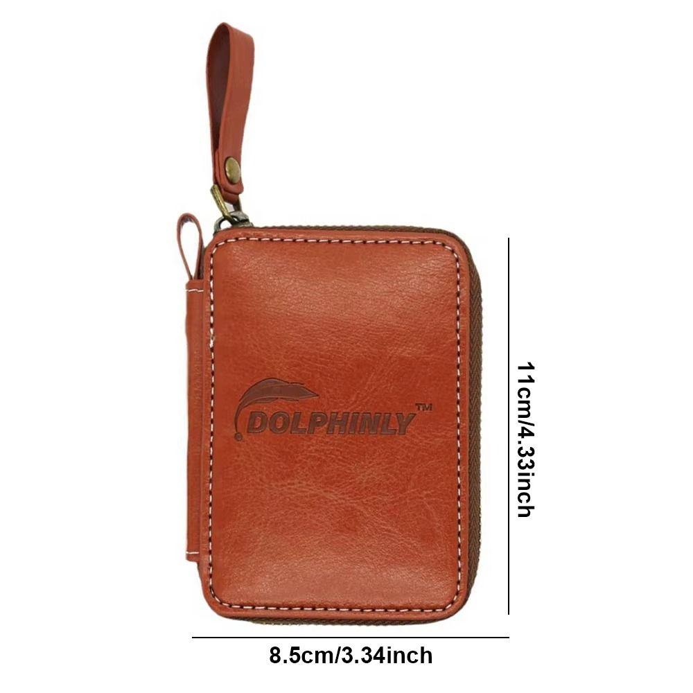 Carrying Case Lure Wallet Bag PU Leather Fishing Bag Outdoor Sports Jig Spinner Bag Fly Fishing
