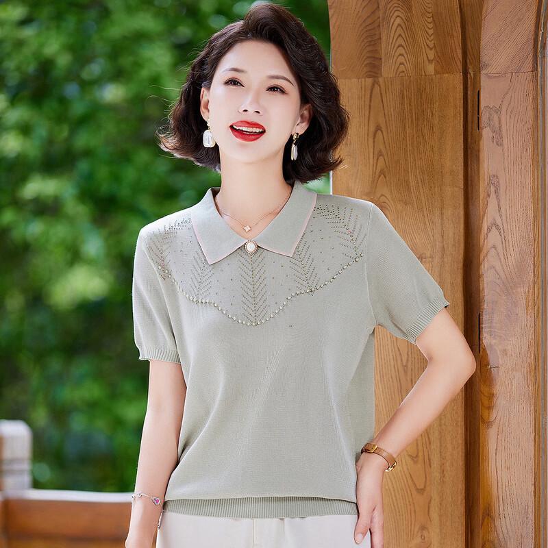 Pa Si Te Women's Beaded Knit Short Sleeve Top