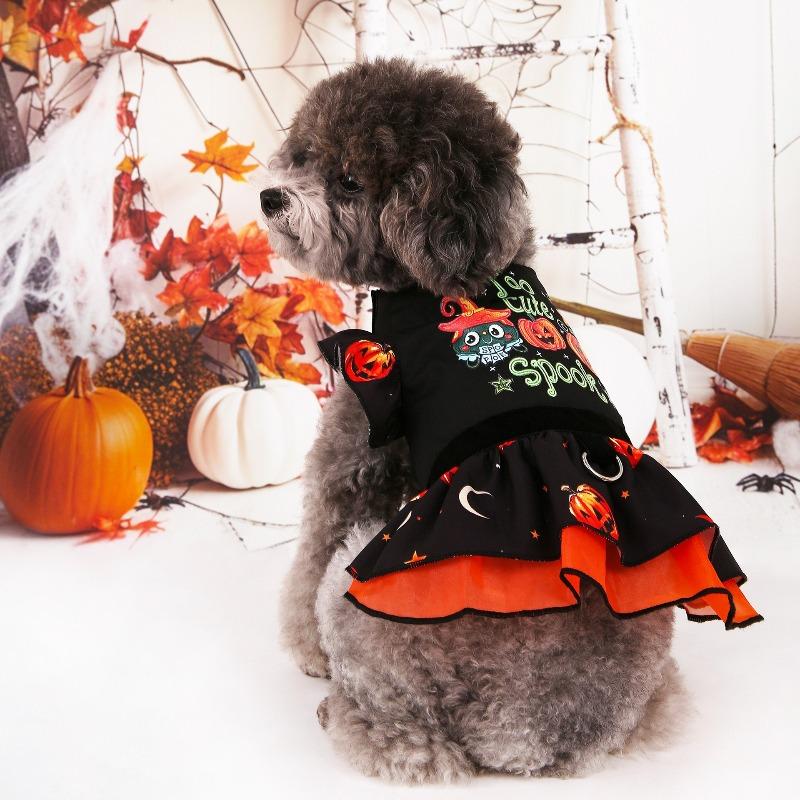 Halloween Pumpkin Witch Dress Christmas Reindeer Skirt Funny Festival Costume for Small Dogs Cats