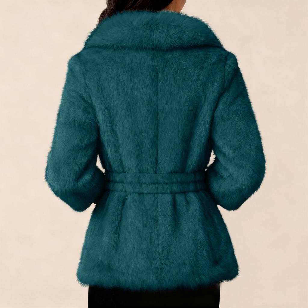 Damenmode Warmer Schalkragen Cardigan Einfarbig Langarm V-Ausschnitt Fleece-Mantel