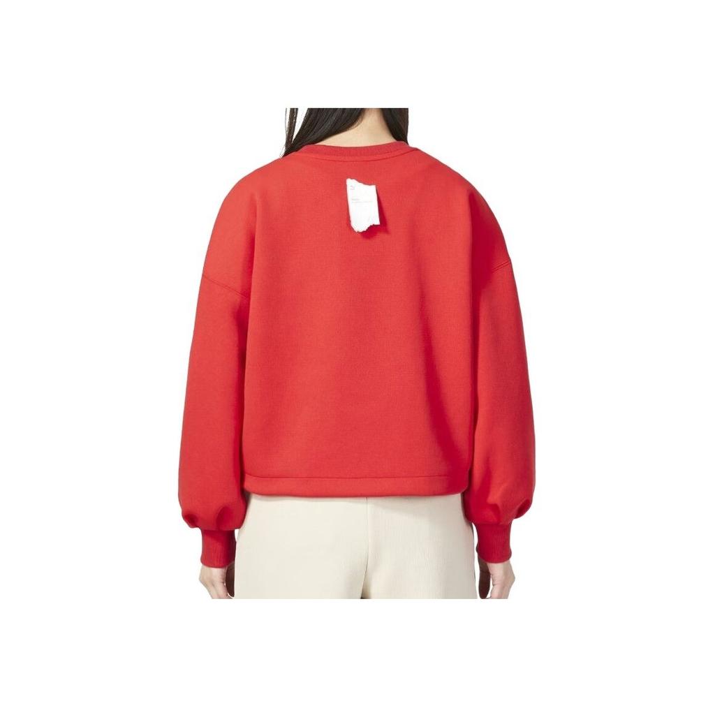 PUMA Solid Color Sport Casual Round Neck Short Long Sleeve Sweatshirt Women Tops Red 539590-11