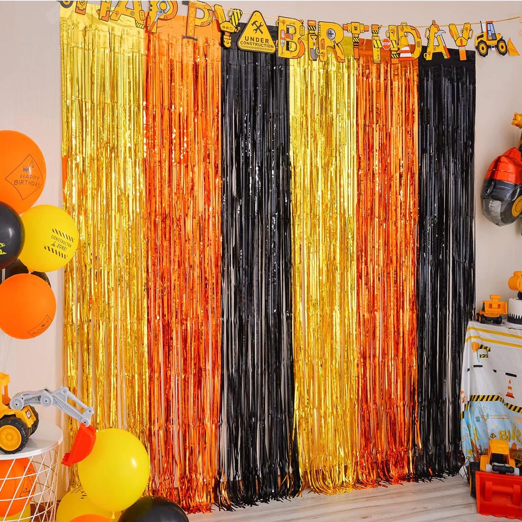 2 Pack Rainbow Foil Fringe Curtains Rainbow Party Decorations 3.3x6.6ft Tinsel Metallic Streamers Holiday Photo Booth  for Party