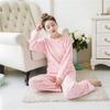 Women's Long-Sleeve Flannel Pajamas - Cute Cartoon Coral Fleece Set for Fall & Winter