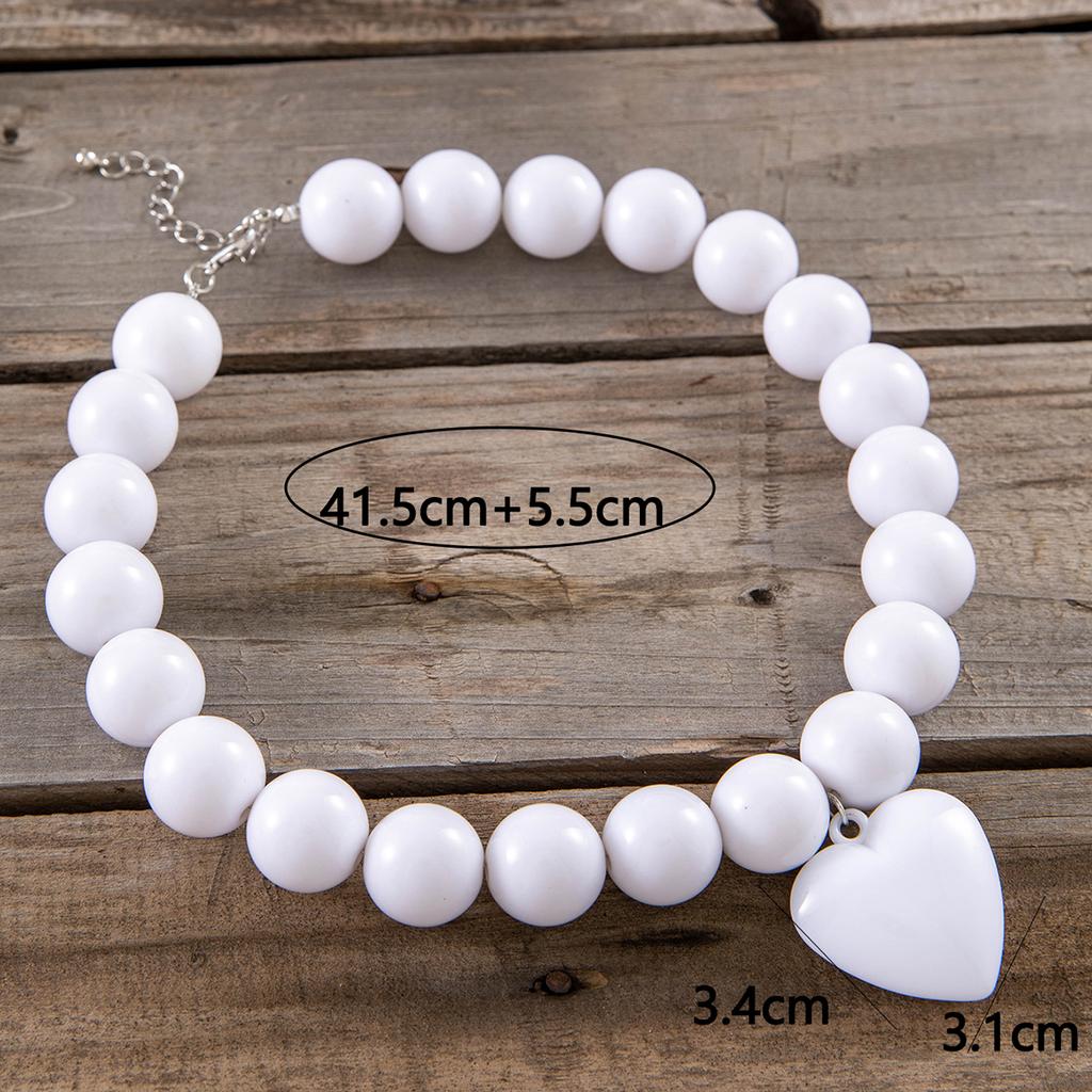 Neue Übertriebene Runde Perlen Herz Anhänger Halskette für Frauen Handgefertigt Verstellbare Kette Choker Party Schmuck Geschenk Kragen