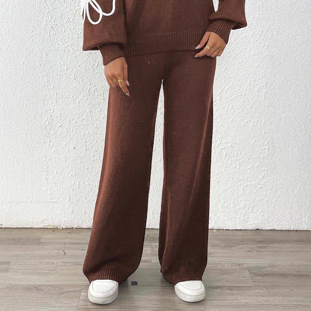 

Женские осенне-зимние брюки: Шерстяные брюки, Повседневные брюки прямого кроя с широкими штанинами, Длинные брюки со средней посадкой XL кофейный