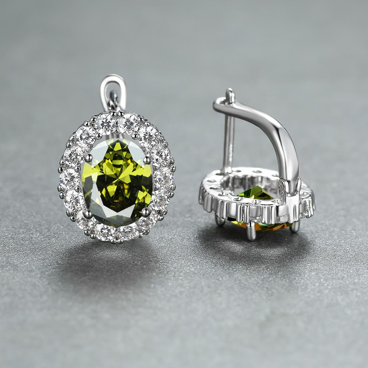 

Женские изумрудно-зеленые серьги, обручальные серьги, подарок на день рождения, памятные серьги, модные ювелирные изделия, серьги оливковое зеленый/серебряный