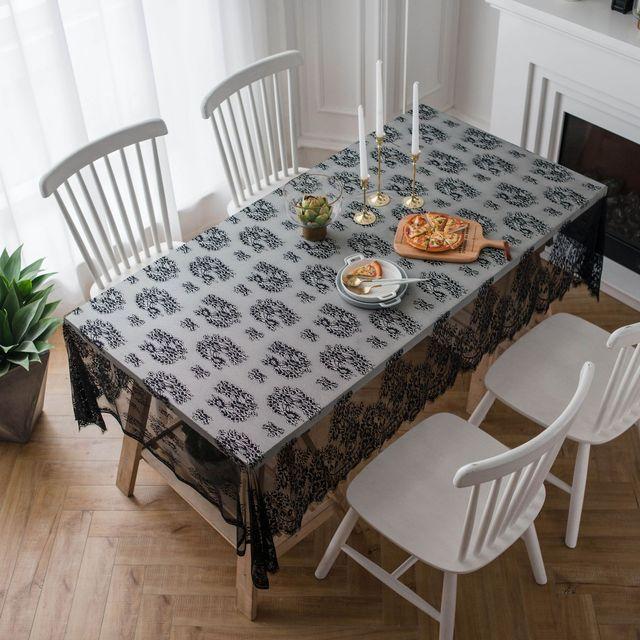 American Country Lace Tablecloth Black White Napkin Tea Table Eyelash Cafe Book Table Cloth