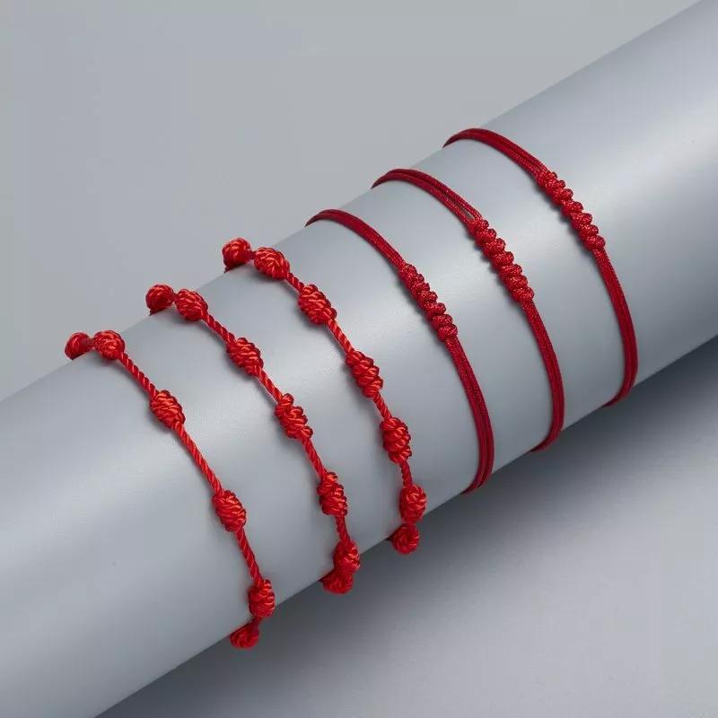 Handmade 7 Knot Lucky Red String Rope Red Braided Bracelet Bangle Amulet Chain Briad Women Men Party Jewelry Gift