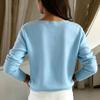Women's knitted single,breasted cardigan with low round neck and thin top