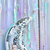 Disco Ball Eye-Catching Moon Shaped Disco Bal Reflective Hanging Ornament with Chain Hook Party Decor