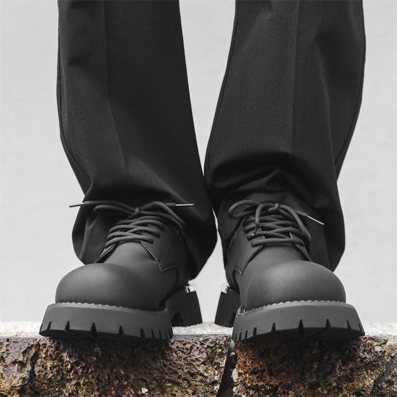 Mode Derby Schuhe mit dicker Sohle Trendige Herren Minimalistische Alltagsdesigns Outdoor-Freizeitparty Schwarz Jugend Höhenerhöhende Schuhe