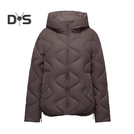 Жіноче зимове пухове пальто з м’якою вітрозахисною курткою з капюшоном і довгими рукавами, вільні потовщені кишені, суцільне кольорове бавовняне пальто для захисту шиї на блискавці.
