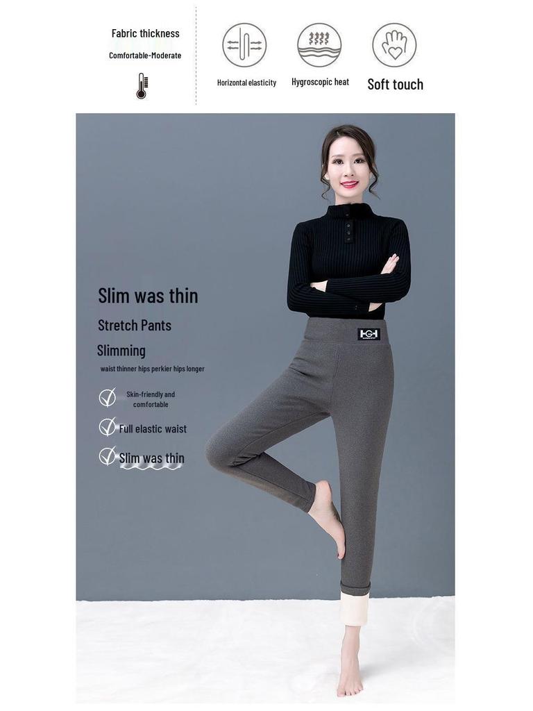 [500g] Thickened Plus Velvet Women's Leggings (Autumn/Winter), Warm Cotton, Cold-Resistant, Slim Fit for Middle-Aged & Elderly.