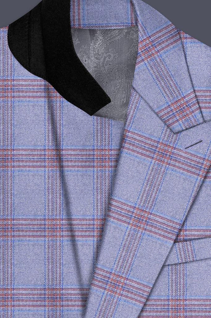 Manatee Grey Super Fine Plaid Premium Cotton Blazer