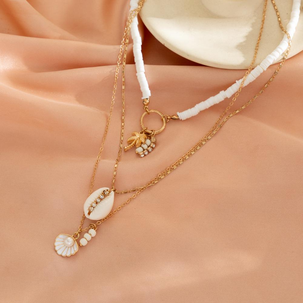 And Alloy Versatile Soft Clay Necklace Featuring Exotic Shells Perfect For Summer Outfits