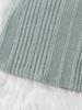 Girls' baby long-sleeved round-neck green striped casual fashion cute dress