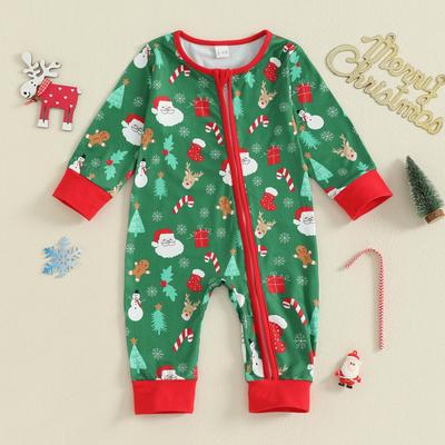 Autumn Baby Romper: Christmas Zipper Long-Sleeve Suit for Crawling & Outings