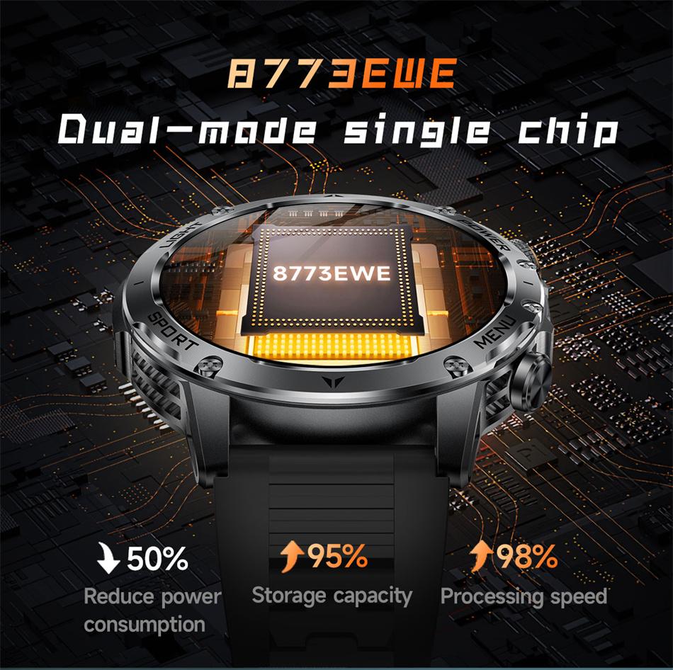 2026 Smartwatch T-REX3 1000mAh Großer Akku HD Bluetooth Anruf 1,7 Zoll Großer Bildschirm LED Taschenlampe Sport Wasserdicht Smartwatch Herren