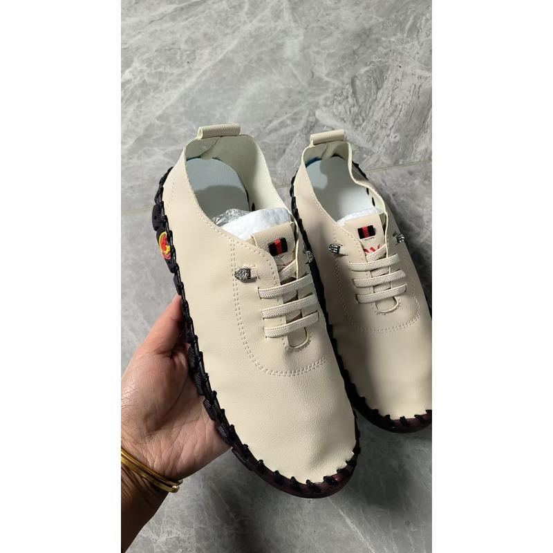 Damen Handgemachte Flache Schuhe mit Weicher Sohle, Bequeme Slip-On Schuhe, Übergrößen Frühling Sommer Schuhwerk